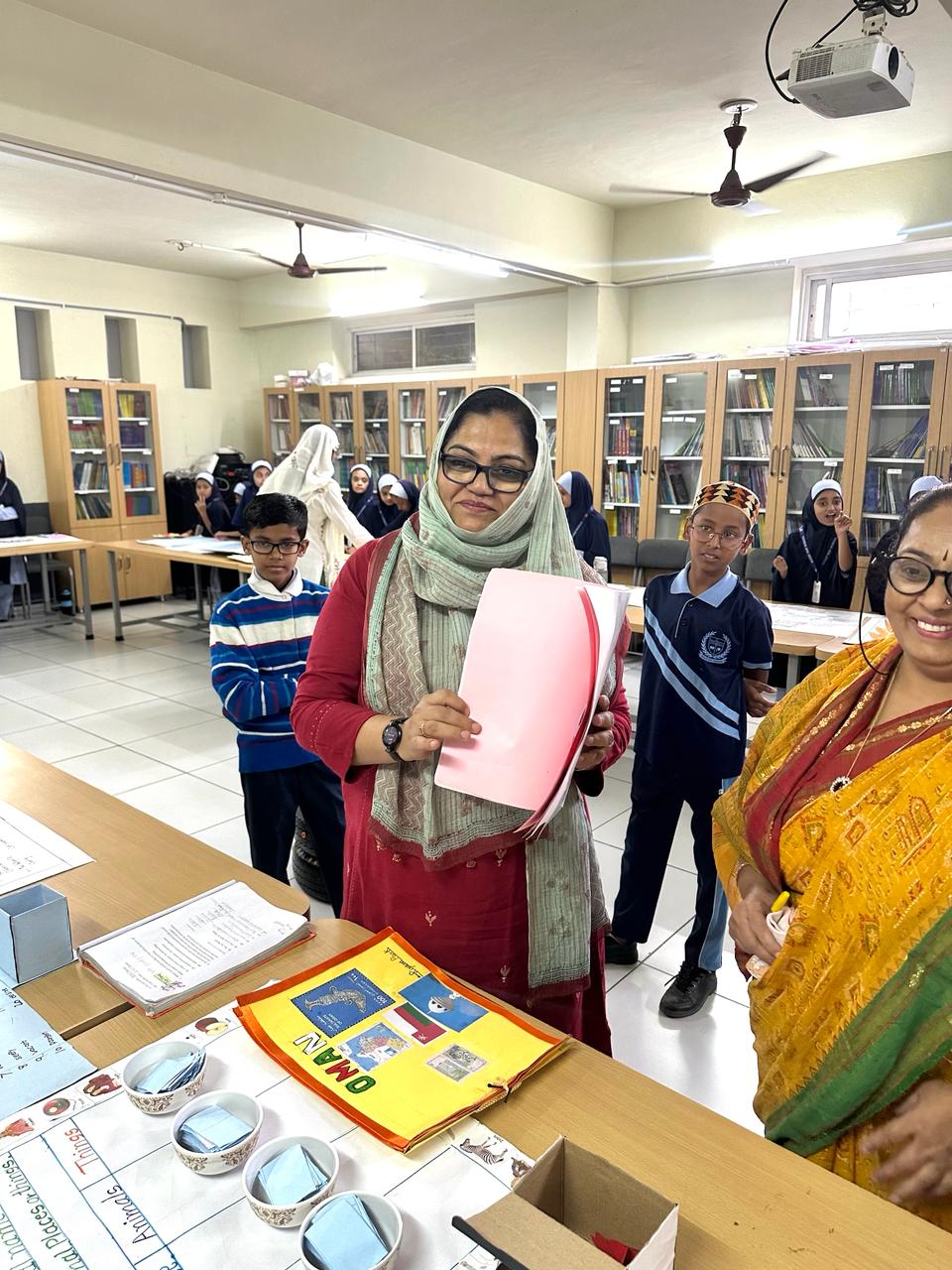 Students work in English class project